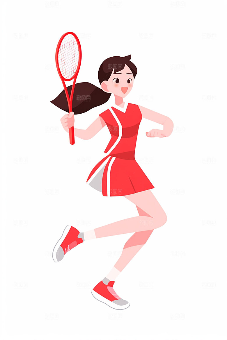 网球运动员简约运动会插画