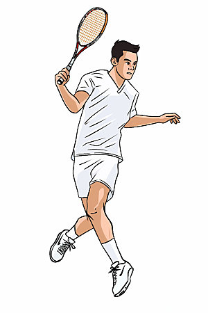 网球运动员比赛球类运动插画