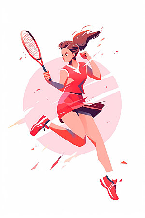 网球运动员简约运动会插画