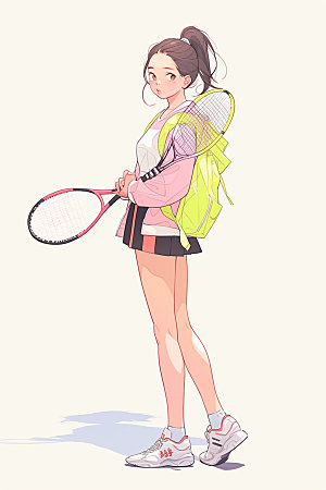 网球运动员比赛高清插画