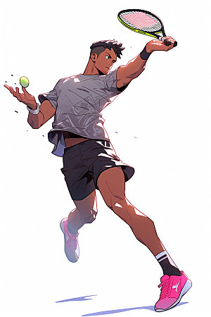 网球运动员运动会简约插画