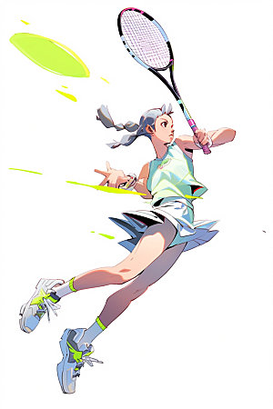 网球运动员高清比赛插画