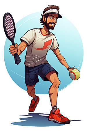 网球运动员体育高清插画