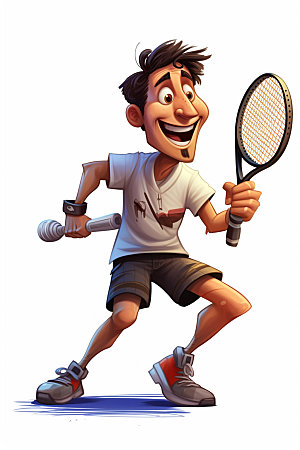网球运动员比赛运动会插画