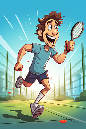 网球运动员体育运动会插画