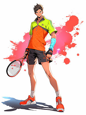网球运动员体育球类运动插画