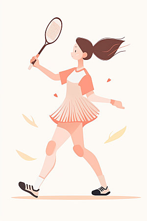 网球运动员球类运动锻炼插画