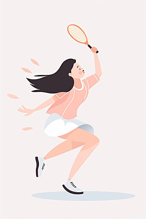 网球运动员体育简约插画