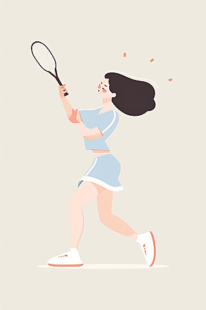 网球运动员简约运动会插画