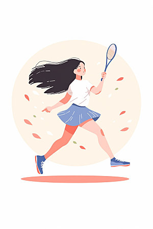网球运动员高清体育插画