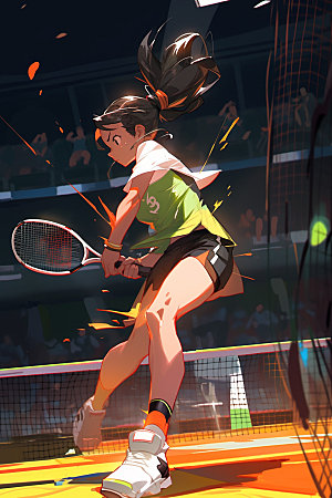 网球运动员锻炼高清插画