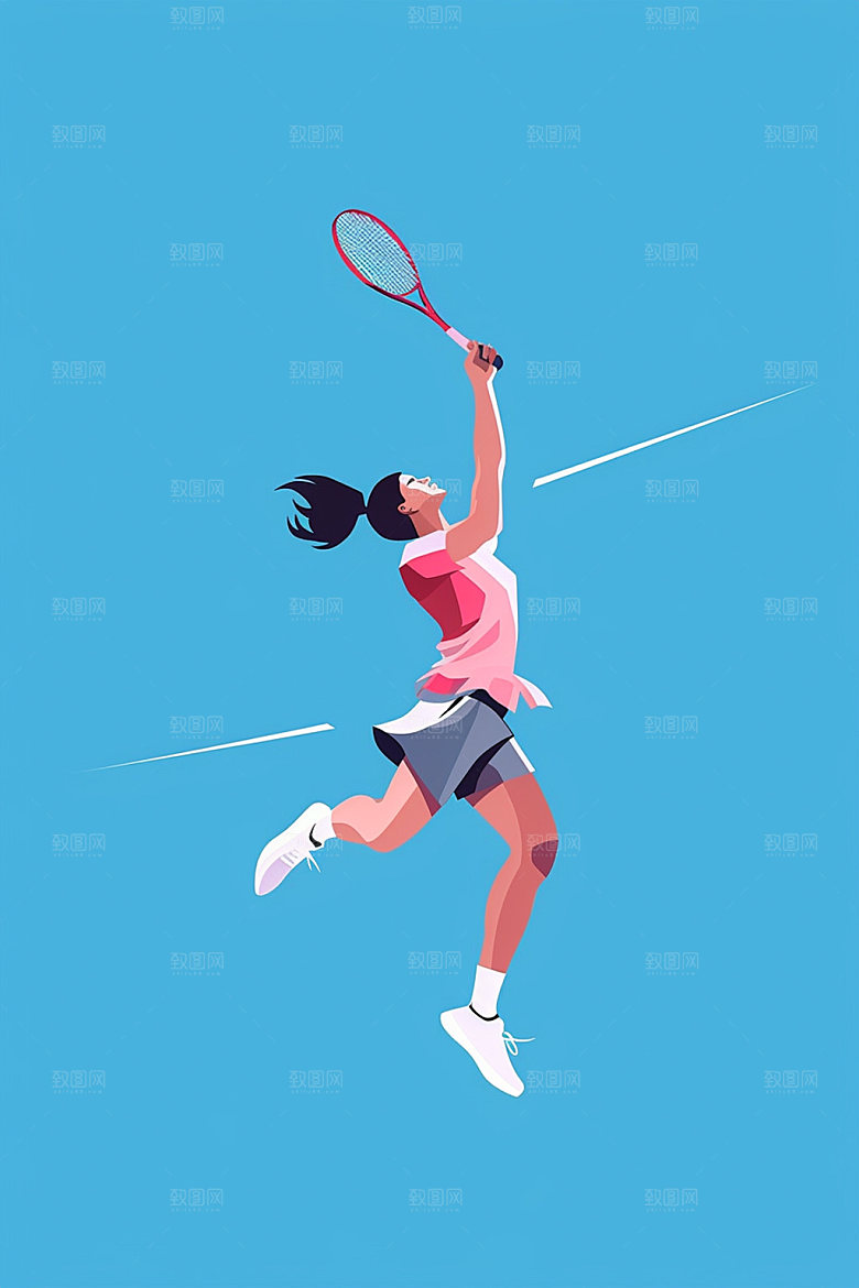 网球运动员球类运动高清插画