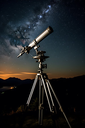 望远镜远眺企业精神摄影图