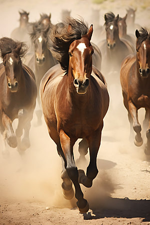 万马奔腾奔跑的马高清摄影图