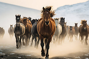 万马奔腾驰骋野生动物摄影图