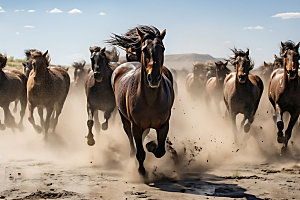 万马奔腾壮观奔跑的马摄影图