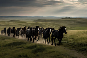 万马奔腾高清奔跑的马摄影图