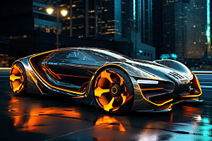 酷炫跑车未来光效模型