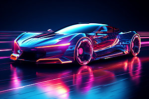 酷炫跑车科幻未来模型