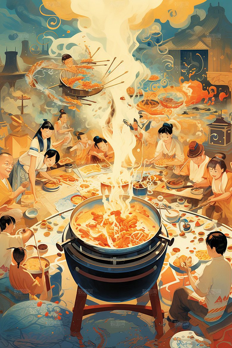 秋冬养生休闲饮茶下午茶矢量素材