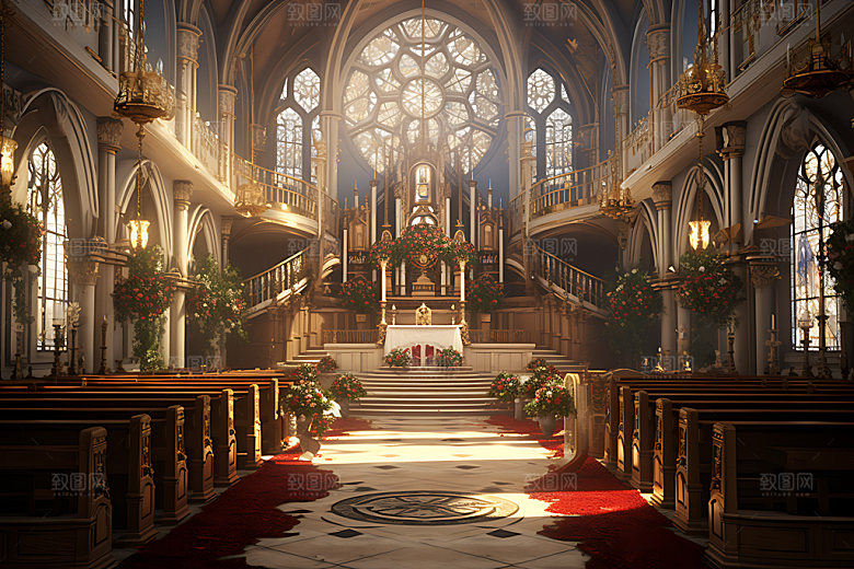 唯美教堂神圣婚礼场景游戏场景
