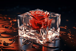 冰玫瑰花卉冷艳素材