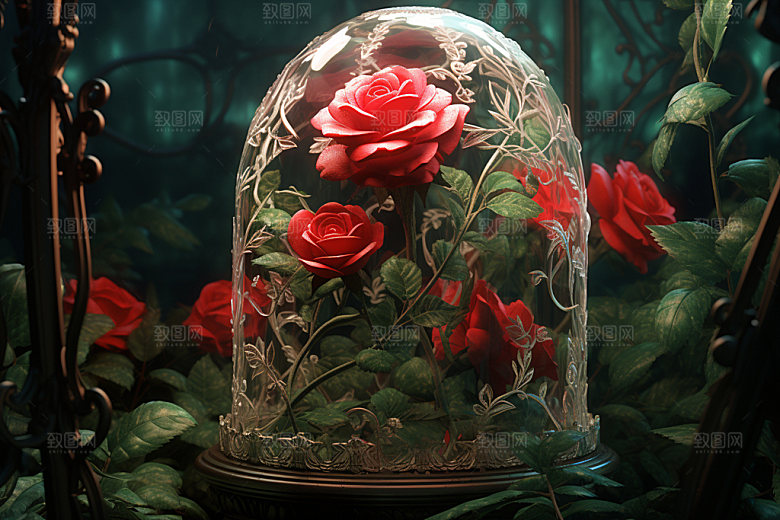 冰玫瑰冰块花卉素材