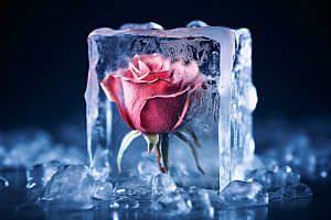 冰玫瑰冰块爱情素材