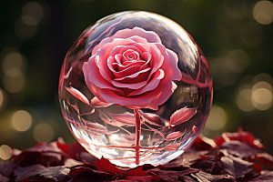 冰玫瑰冰块唯美素材