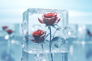 冰玫瑰浪漫爱情素材