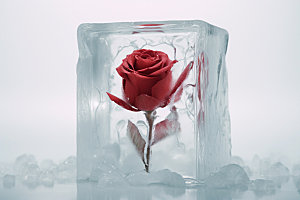 冰玫瑰冷艳浪漫素材