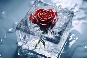 冰玫瑰冰块浪漫素材