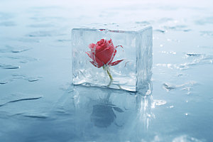 冰玫瑰唯美浪漫素材