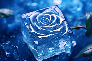 冰玫瑰唯美花卉素材