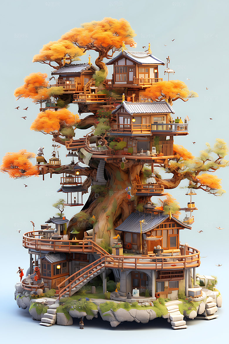 微缩盆景3D立体模型