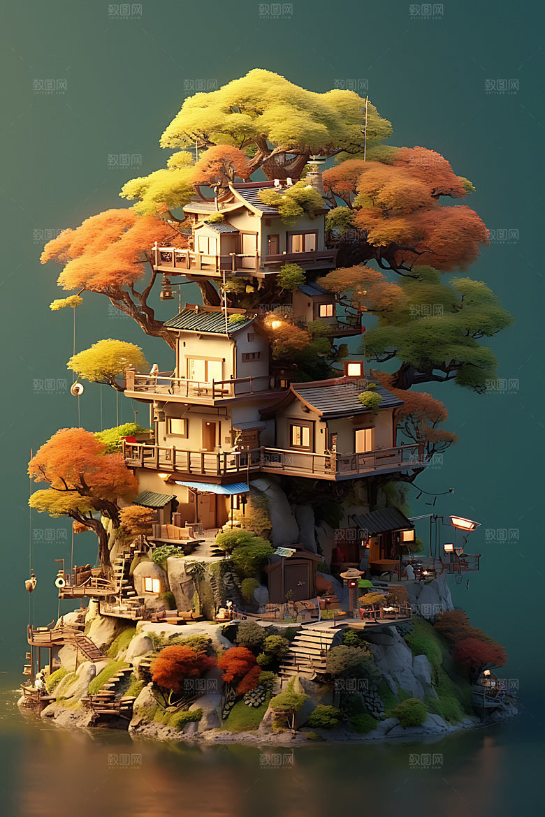 微缩盆景3D立体模型