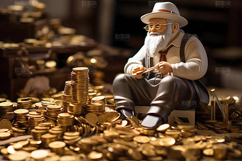 理财养老创意老人摄影图