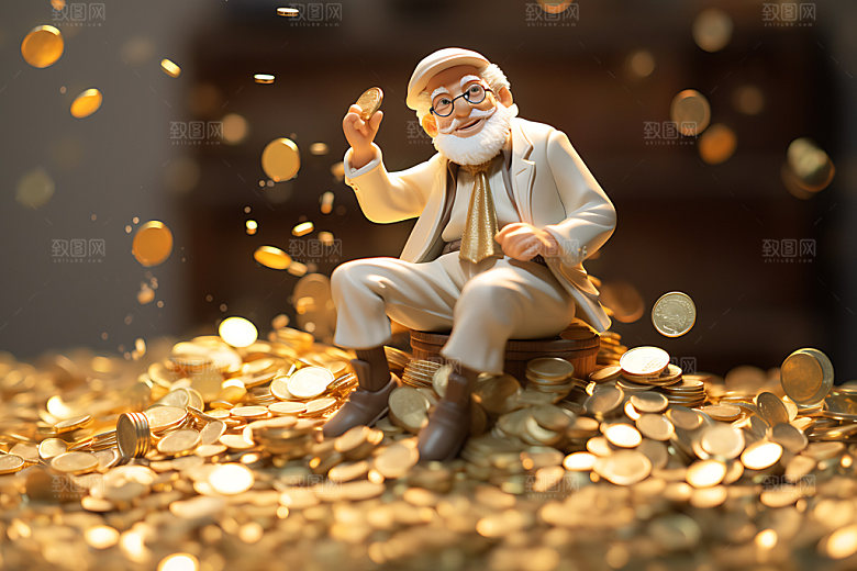 理财养老创意金币摄影图
