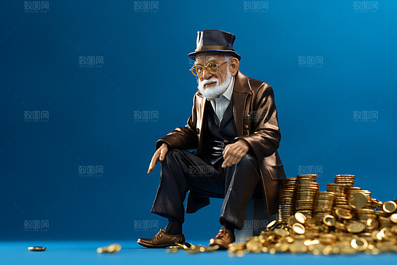 理财养老金币保险摄影图