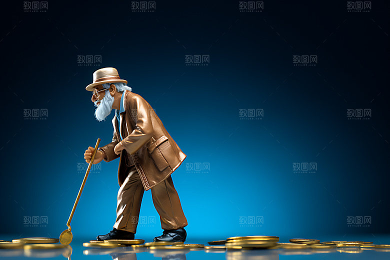 理财养老金币保险摄影图