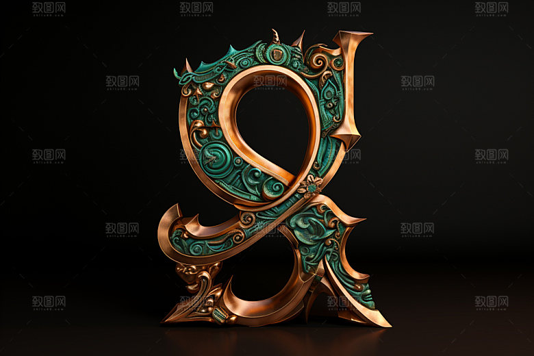 古董字母3D肌理模型