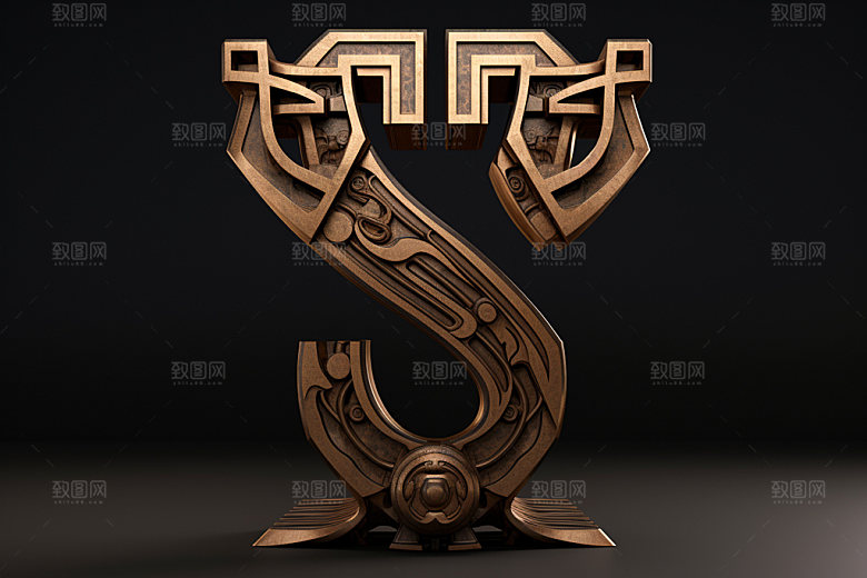 古董字母质感3D模型