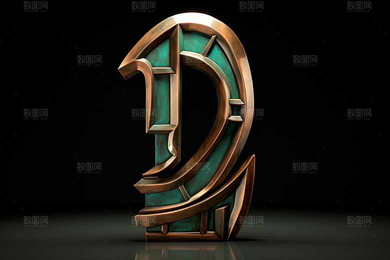 古董字母3D雕花模型