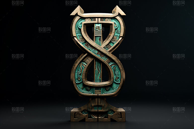 古董字母金属3D模型