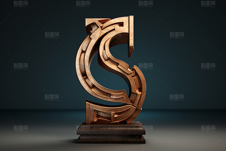 古董字母金属质感模型