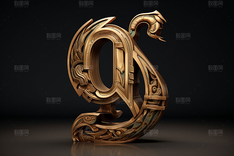古董字母3D质感模型