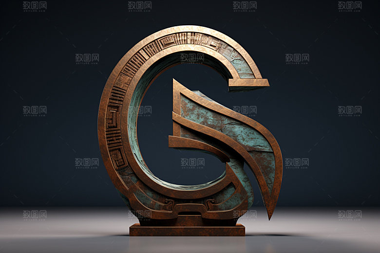 古董字母金属3D模型