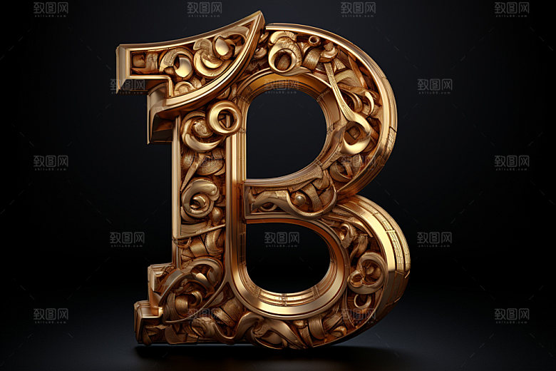 古董字母3D雕花模型
