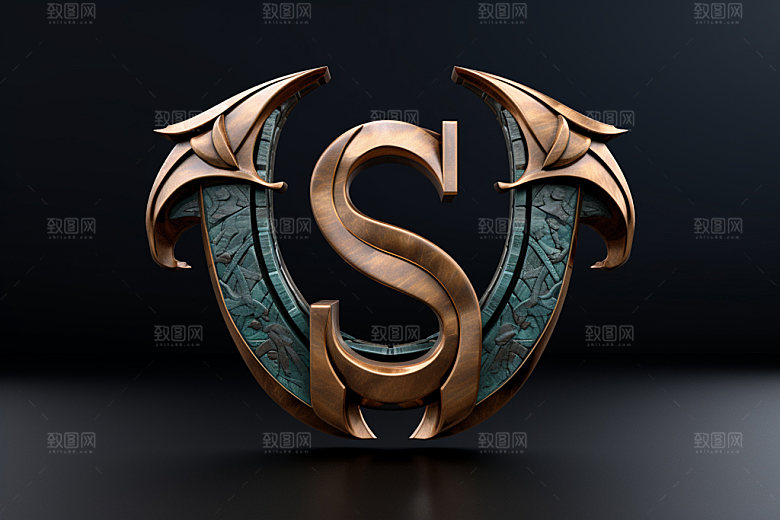古董字母3D雕花模型