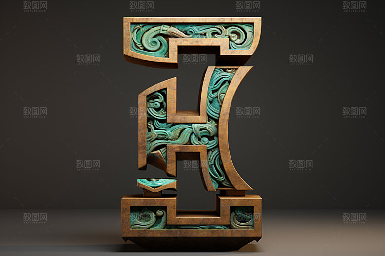 古董字母立体质感模型